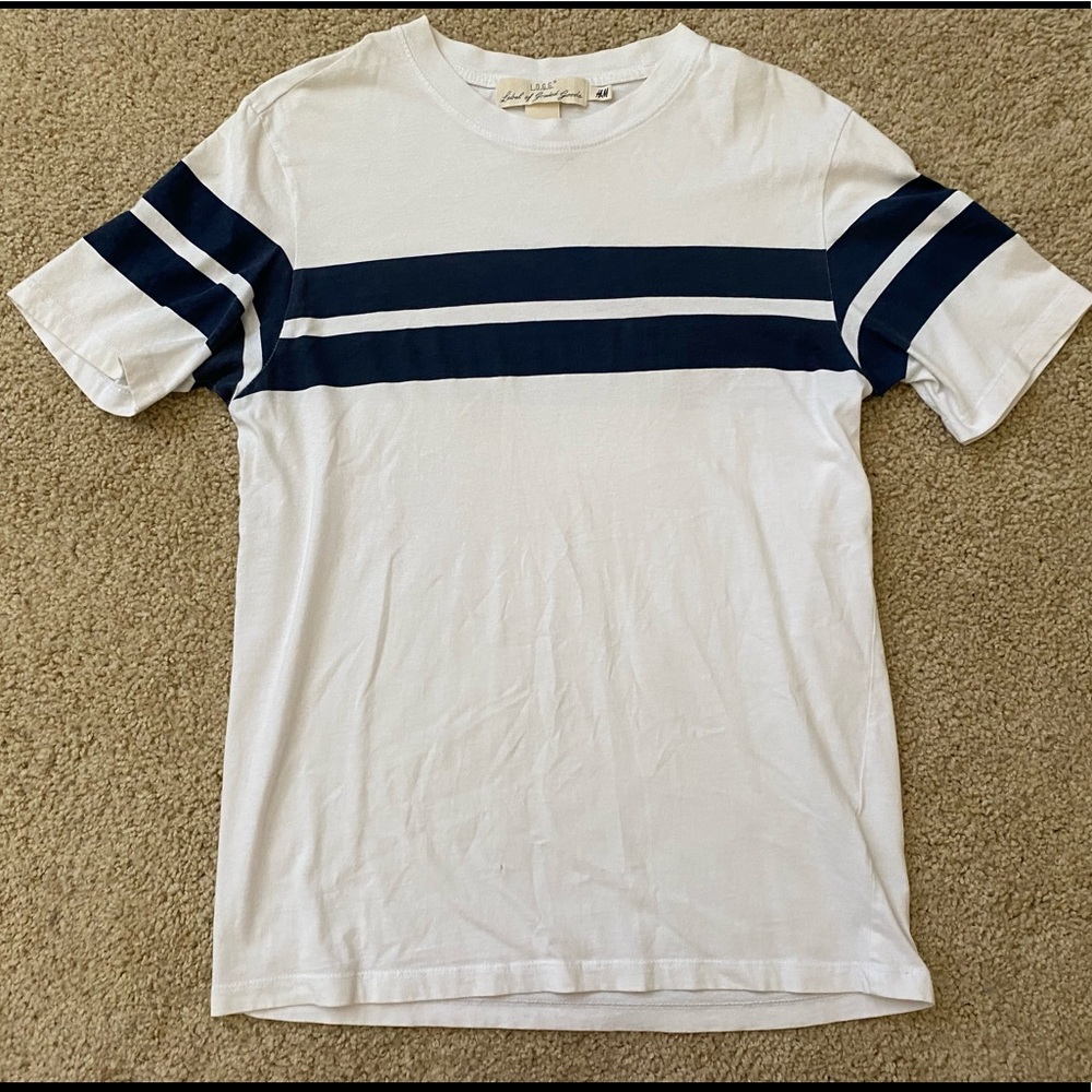 H&M Strip T-Shirt Navy Blue
